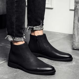 Emosewa Top Quality British Men Boots Spring Autumn Shoes Fashion Zip BREASINABLE本物の革の男性ボタHOMBRE 3844 231226