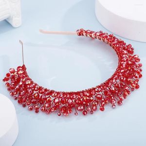 Copricapo Copricapo da sposa in cristallo di lusso rosso verde fatto a mano con diamanti viola Corona da sposa per le donne Accessori per capelli da sposa per feste Diademi