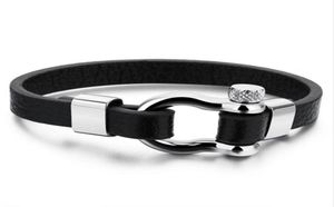 Rostfritt stål Shackle Buckle Leather Survival Armband Men Nautical Sailor Surfer armbandsmycken80376951782845