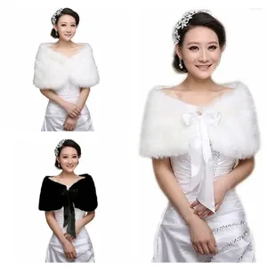 Szaliki Pearl Plush Bowknot Shawl Soft Cloak Korean Style Fur Bow Tinken ciepłe filtr przeciwsłoneczny panna młoda na ramię fałszywy kołnierz