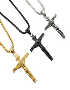 Colares Pingente Christiam 316 Aço Inoxidável INRI Crucifixo Jesus Homens Religiosos Jóias Cristãs Dropship7665264