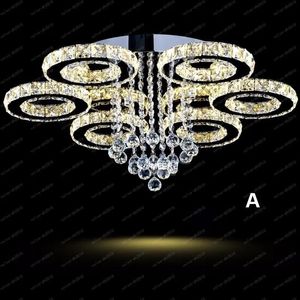 Chandeliers Modern LED Diamond Crystal Chandeliers Ceiling Lights Fixture Luminarias Pendant Lamps Round Flush Mounted Living Room Foyer Light