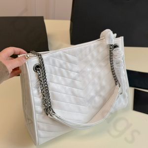 Einkaufstasche aus gewachstem Leder, Damen-Einkaufstasche, Designer-Handtasche in Y-Form, Silberkette, Luxus-Handtaschen, große Einkaufstaschen, Damen-Unterarm-Umhängetaschen mit Box