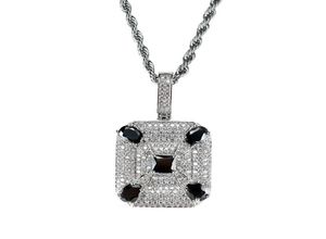 Mode svart ädelsten hänge halsband för män västra fyrkantiga diamanter lyxiga halsband real guld pläterade koppar zirkoner kubanska ch2918224