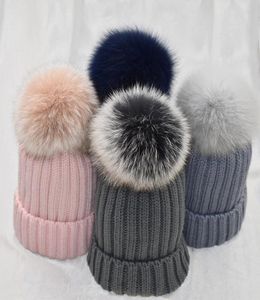 BeanieSkull Caps Branco Fur Pom Feminino Inverno Chapéus Mink Ball Hat Mulheres Menina 039S Lã De Malha De Algodão Gorros Cap Marca Stocking1722654