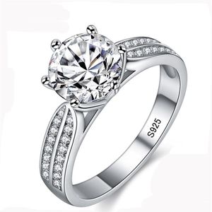 Anelli in argento sterling 925 naturali al 100% per le donne 8mm Sona Cubic Zirconia Anelli di nozze Gioielli di moda ZLR006258y