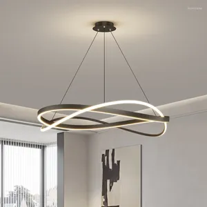 Pendant Lamps Modern Lamp Led Rings Circle Ceiling Chandelier Black Loft Living Dining Room Kitchen Home Indoor Decor Lighting Fixture