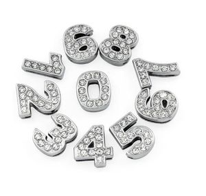 8mm 10mm AZ Alphabet 09 Numbers Zinc Alloy Slider Letter Charms Symbol Full Rhinestones Mixed 130pcs 1102 Q22594377