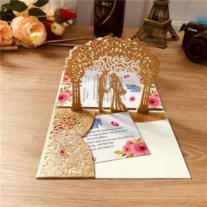 Greeting Cards 50 Pcs European-style Laser Cut Wedding Invitations 3D Creative Birthday Party Invitation Custom303O