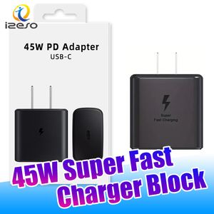 För Samsung S23 Ultra 45W Super Fast Charger Block EP-TA845 PD-adapter med detaljhandelsförpackningar izeso