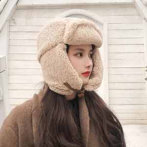 Women Bomber Hat Pilot Trooper Cap Herr Faux Cashmere Hat Russian Ushanka Earfap Warm Caps Winter Snow Ski Hats 231225