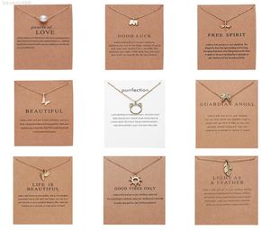 CR jewelry Arrival Dogeared Necklace With Gift card Elephant Pearl Love Wings Cross Key Zodiac sign Compass lotus Pendant For wome2512515