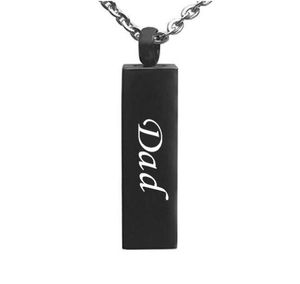 Fashion jewelry Cube Bar Urn stainless steel Pendant Necklace Memorial Ash Keepsake Stainless Steel Cremation Jewelry3436050