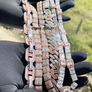 Iceman mücevher buz çıkış hip hop 20mm iki ton elmas kesim zincir baget zinciri iki tonlu Küba bağlantı zinciri