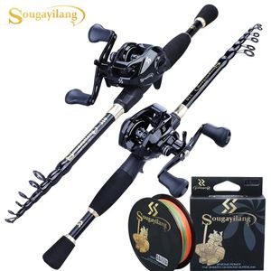 Combo Sougayilang 1.82.4m Casting Fishing Combo Telescopic Fishing Rod and 7.2:1 High Speed Fishing Reel with 150m Fishing Line