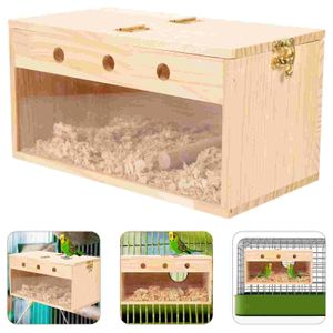 Bird Box Nesting Parakeet Cage House House Cockatiel Wood Parrot Budgie Breeding Parakets Träburar Boxar Hem 231225