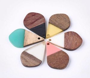 50st Wood Pendants Charm Mixed Color Teardrop för smycken som gör DIY -armbandhalsband Tillbehör levererar 2107206117619