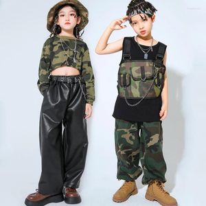 Stage noszenie dziecięce ubrania uliczne kamuflaż Hiphop Suit for Girls Jazz Dancing Boys Modern Hip Hop DQS14022