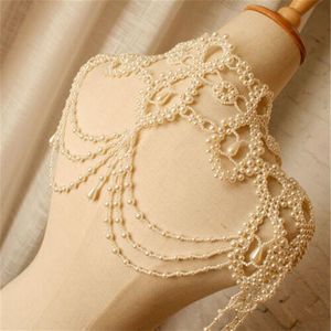 Wedding Bridal Pearls Wrap Shoulder Necklace Full Body Chain Jewelry Princess Handmade Dress Accessories Luxury Fashion Necklace W253C