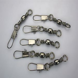 500pcs FISHING CRANE BARREL SWIVEL W INTERLOCK SNAP SOLID RINGS328G