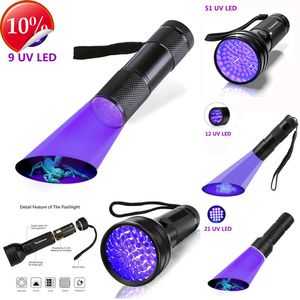 Nowe przenośne latarnie latarki UV 395-400NM Black Light Latarka 51/21/12LLED Lampa Inspekcyjna Ultraviolet Lampa UV Detektor światła dla moczu dla zwierząt domowych