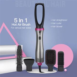 Dryers One Step Hot Air Brush 5 in 1 Electric Comb Hair Straightener and Curler Replaceable Ioned Blower Dryer Antiscald Styling Tolls