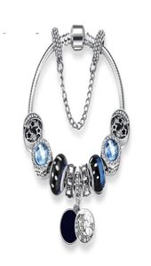 New Charm Bracelets Blue Sky Beads strand Bracelet 925 Silver chain retro national wind star glaze beads moon Diy Jewelry Accessories7939392