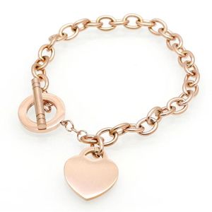 Klassisk carve Forever Love Heart Armband för kvinnor Titanium Steel Gold Color Woman Jewelry Pulseras Lover Gift257s