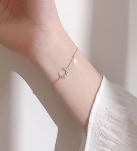 Sweet S925 Stamp Silver Chain Color Moon Star Charm Bracelet Dainty Micro Cubic Zircon Pendant Bracelet For Women Gifts Jewelry S8811892