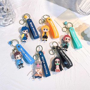 Wholesale Demon Slayer keychains 3D cute figure version keychain anime kpop gaming keychains ready stock gifts for fans