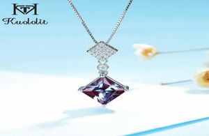 Natural Alexandrite Gemstone Pendant For Women Solid 925 Sterling Silver 585 Rose Gold Princess Cut Necklace for Bridal 2107063754490
