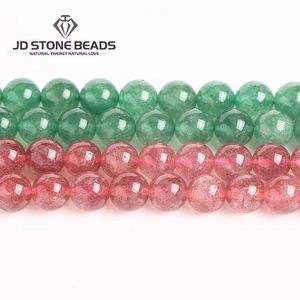 Colares aaaaa vermelho/verde natural brasil morango quartzo gelo cristal pedra contas tamanho 414mm para fazer jóias diy charme contas