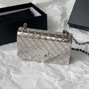 Mini Shiny Women Designer Flap Metal Evening Bag 12x7x4cm All Gold/Silver Hardware Matelasse Chain Carved Diamond Clutch Coin Purse Shoulder Cross Body Handbag