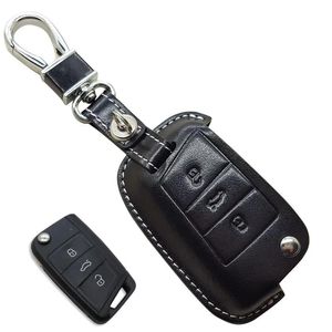 ステッカーカーレザーキーケースバッグフォブフォブカバーフォルクスワーゲンVWゴルフ7 MK7 GTI SKODA OCTAVIA A7 A 7 2014 2015 2016 SEAT LEON IBIZA KEY CHAIN