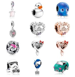 Passar armband 20st Silver Mom Turtle Octopus Hot Air Balloon Dingle Charm Pärlor Fit Charms Armband Pärlor 925 Sterling Silver Jewelry Making6880931