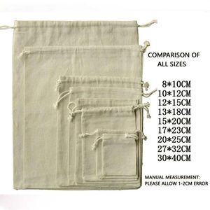 100pcs Jewelry Drawable Cotton Muslin Bags Wedding Gift Bags Pouches Retail Drawstring Pouch Packaging Christmas decor284Q