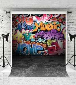 Dröm 5x7ft färgglad graffiti väggbakgrund Hiphop street konstpografi bakgrund för baby porträtt po grått golvbakgrund s2321456