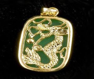 Hela Emerald Green Jade Yellow Gold Plated Dragon Tablet Pendant and Necklace9335143