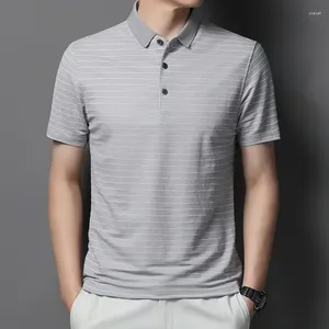 Men's T Shirts Summer Fashion Shirt Men 2023 Striped Short Sleeved T-Shirt Clothing Business Casual Turn-Down Collar Tops