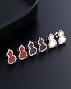 fashion cute gourd designer stud earrings with shining crystal red black white jade agate bling earring ear rings jewelry for wome9324323