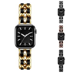 Pulseiras mulheres artesanais de aço inoxidável corrente pulseira de jóias para apple watch band 38mm 42mm 40mm 44mm iwatch série 6/5/4/3/2 fhxb28d