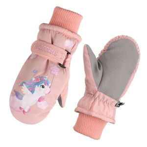 Winter Warm Baby Children Gloves Waterproof Windproof Thick Plush Cartoon Thermal Padded Mitten for 210Y Kids 231225