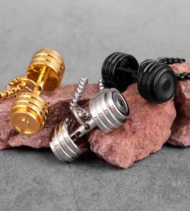 Gold Black Dumbell Fitness Men halsband hängen kedja för pojkvän manlig rostfritt stål smycken kreativitet gåva hel2386620