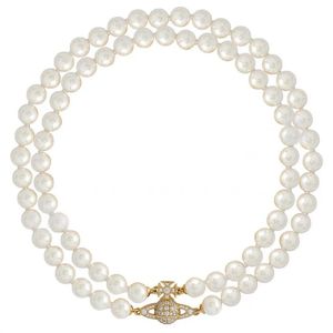 Bracciale di gioielli di design Chiusura magnetica Collana di perle di Saturno Accessorio per catena con clavicola girocollo a doppio strato