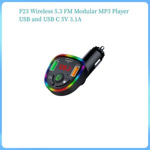 P23 Transmissor FM Receptor de áudio MP3 Player 3.1A Carregamento rápido mãos livres sem fio 5.3 Kit para carro