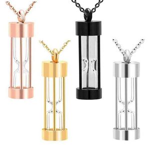 Eternity Memory Hourglass Urn Necklace Memorial Cremation Jewelry Rostfritt stålhängen Låshållare Ashes för Pethuman Y22055507860