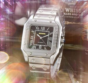 Relogio Masculino All rostfritt stål Super Bright Watches Outdoor Chronograph Quartz Battery Square Form Three Stiches Design Classic Wristwatches Reloj Gifts