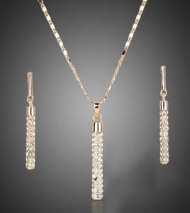 2021 Crystal Clear 18k Real Gold Plated Austria Elements droppörhängen och hänge halsband sätter Sell26651955164687
