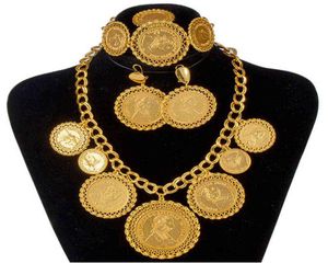 Coin NecklaceEarringRingBracelet Dubai Jewelry Sets For Women Gold Color Coins ArabicAfrican Bridal Turkey Wedding Gifts 211201448836