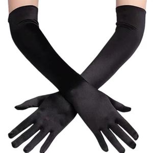 Five Fingers Gloves Women Stain 53CM Long Sexy Gothic Lolita Evening Party Hand Warmer 1920s For Cosplay Costume Opera Cocktail292s